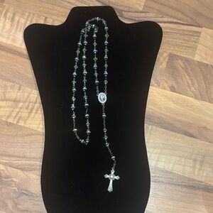 Crystal & Beaded Rosary with Enamel Cross preloved missing tiny stones see pics